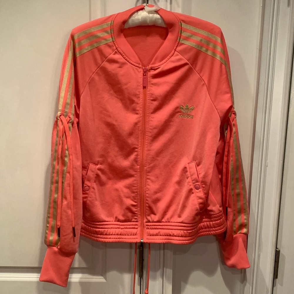 Sassy!! Adidas warm up jacket in pink & gold